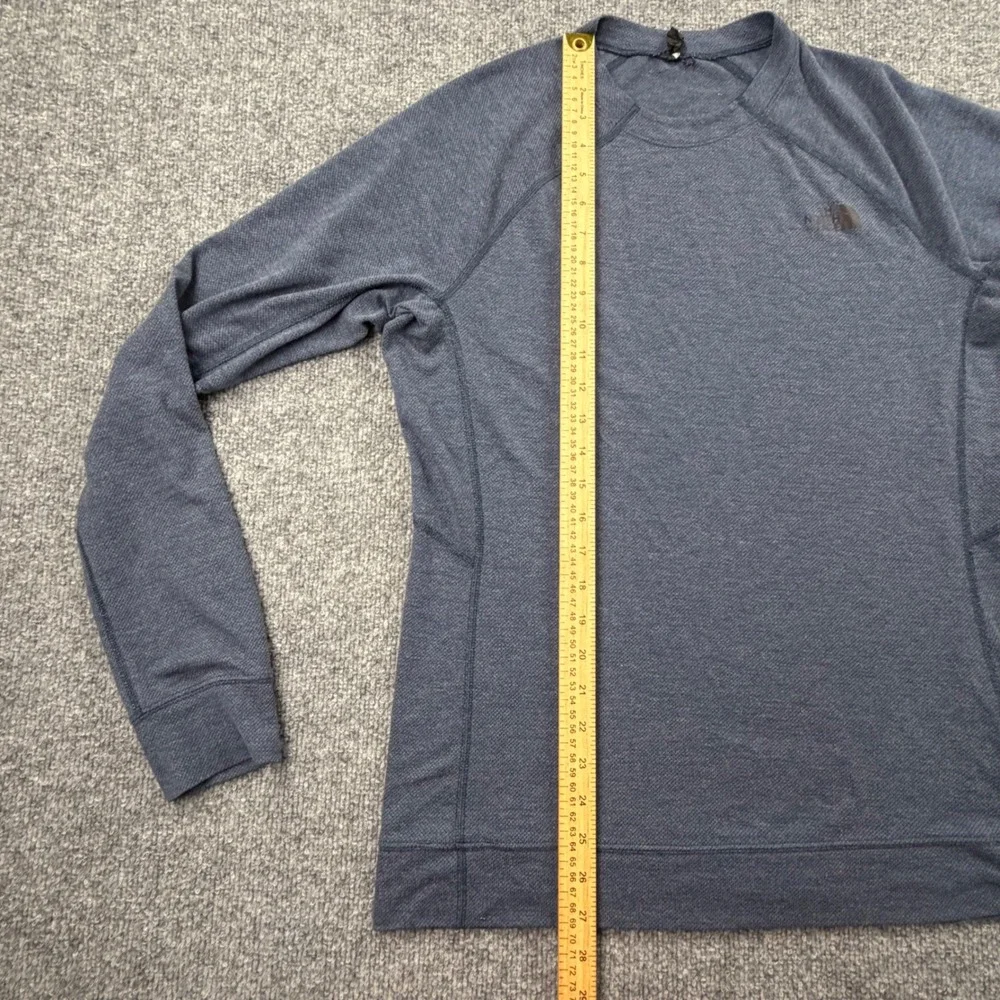 The North Face Mens Wool Blend Base Layer Long Sleeve Shirt Blue Gray Medium